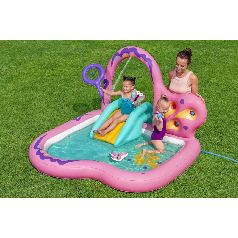 Bestway Butterfly Wonder pripučiamas vandens žaidimų centras su baseinu 1.80 m x 1.80 m x 1.17 m