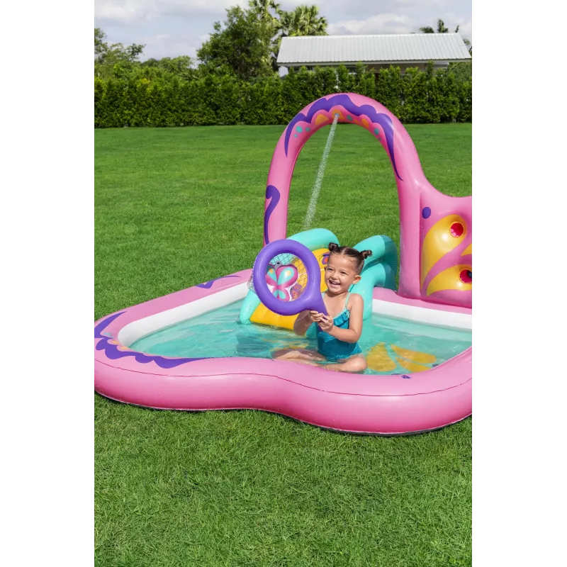 Bestway Butterfly Wonder pripučiamas vandens žaidimų centras su baseinu 1.80 m x 1.80 m x 1.17 m