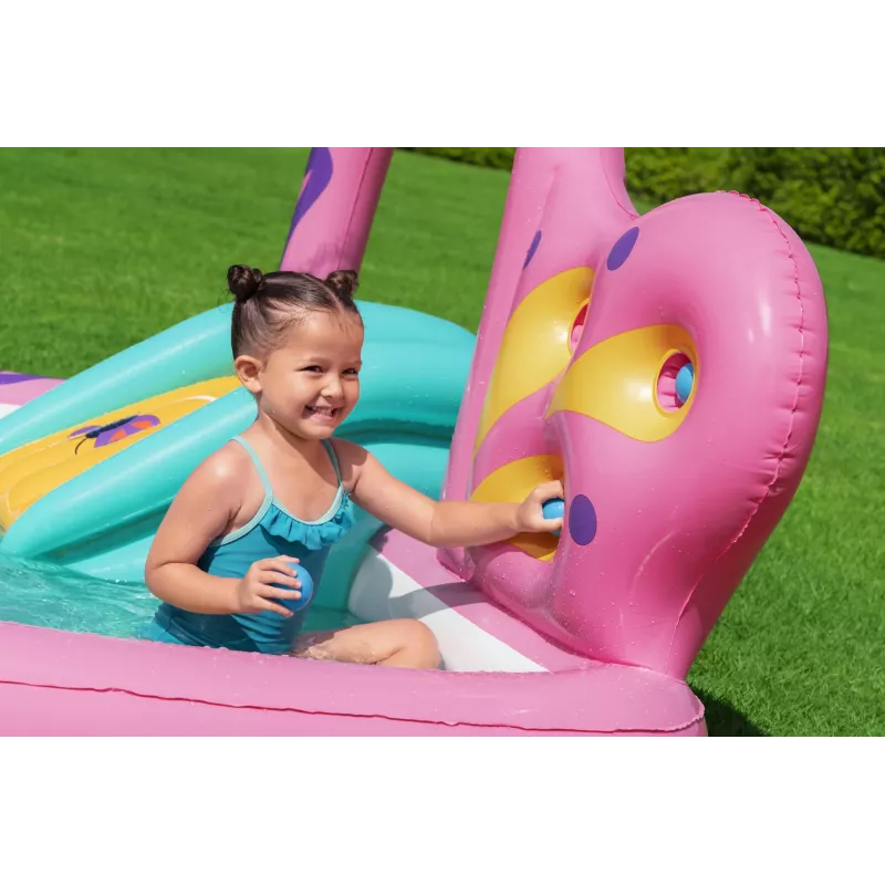 Bestway Butterfly Wonder pripučiamas vandens žaidimų centras su baseinu 1.80 m x 1.80 m x 1.17 m
