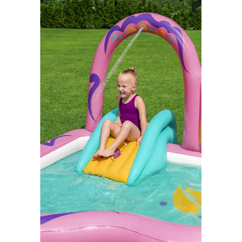 Bestway Butterfly Wonder pripučiamas vandens žaidimų centras su baseinu 1.80 m x 1.80 m x 1.17 m