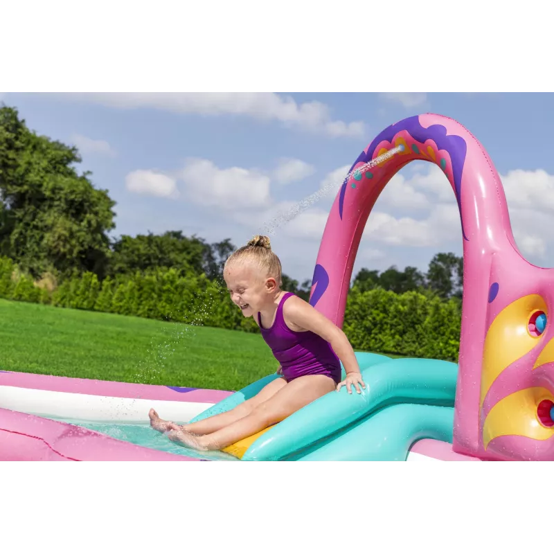 Bestway Butterfly Wonder pripučiamas vandens žaidimų centras su baseinu 1.80 m x 1.80 m x 1.17 m