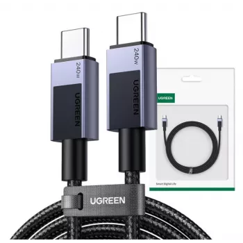 USB-C laidas Ugreen 45068 2 m, 240 W, juodai pilkas