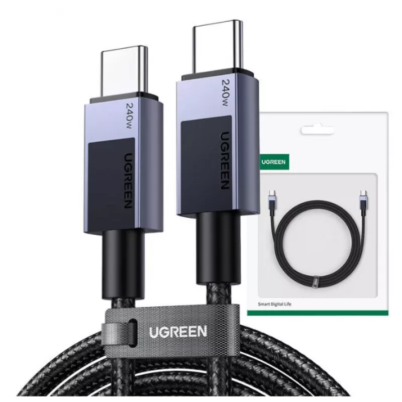 USB-C laidas Ugreen 45068 2 m, 240 W, juodai pilkas