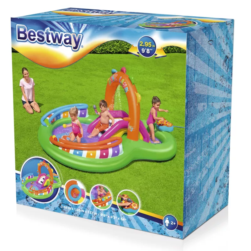 Bestway 9'8 inch x 6'3 inch x 54 inch / 2,95 m x 1,90 m x 1,37 m Sing 'n Splash pripučiamas žaidimų centras