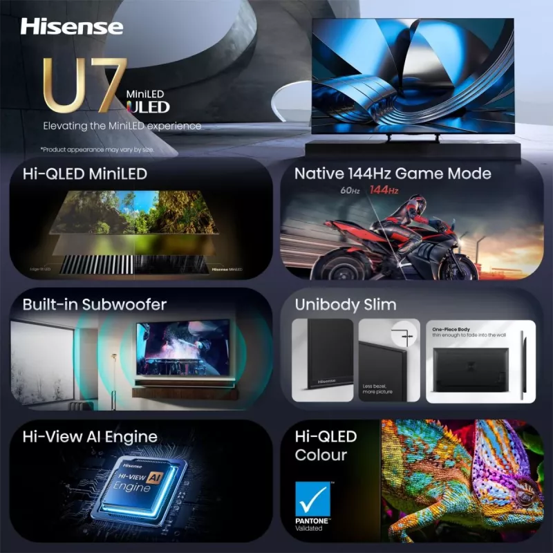Hisense 55U7SE 55 colių ULED Mini-LED 4K išmanusis televizorius 20018749
