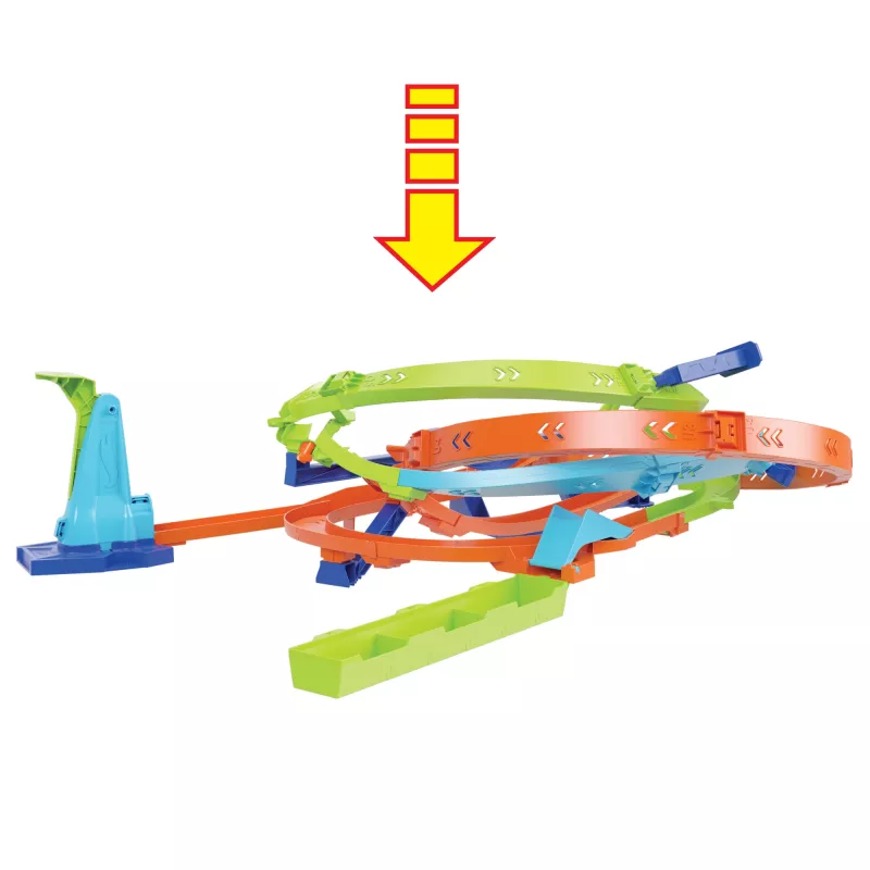 Hot Wheels Action Loop Cyclone Challenge Traso Rinkinys su 1:64 Mastelio Automobiliu, Lengvai Sulaikomas