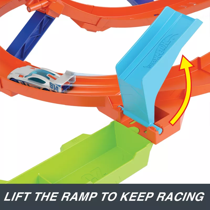 Hot Wheels Action Loop Cyclone Challenge Traso Rinkinys su 1:64 Mastelio Automobiliu, Lengvai Sulaikomas