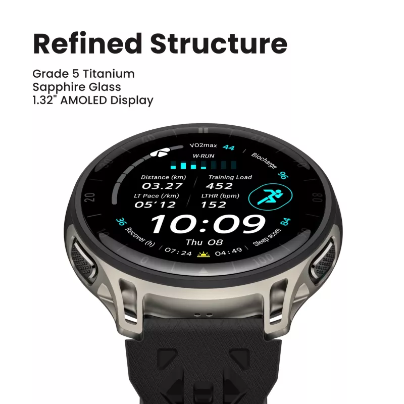 Amazfit Cheetah 2 Pro 3.35 cm (1.32 colio) AMOLED 48 mm Skaitmeninis 466 x 466 pikselių Liečiamas ekranas Titanas Wi-Fi