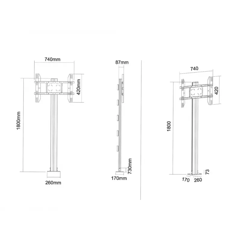 Multibrackets M Display Stand 180 Single Black grindinis stovas