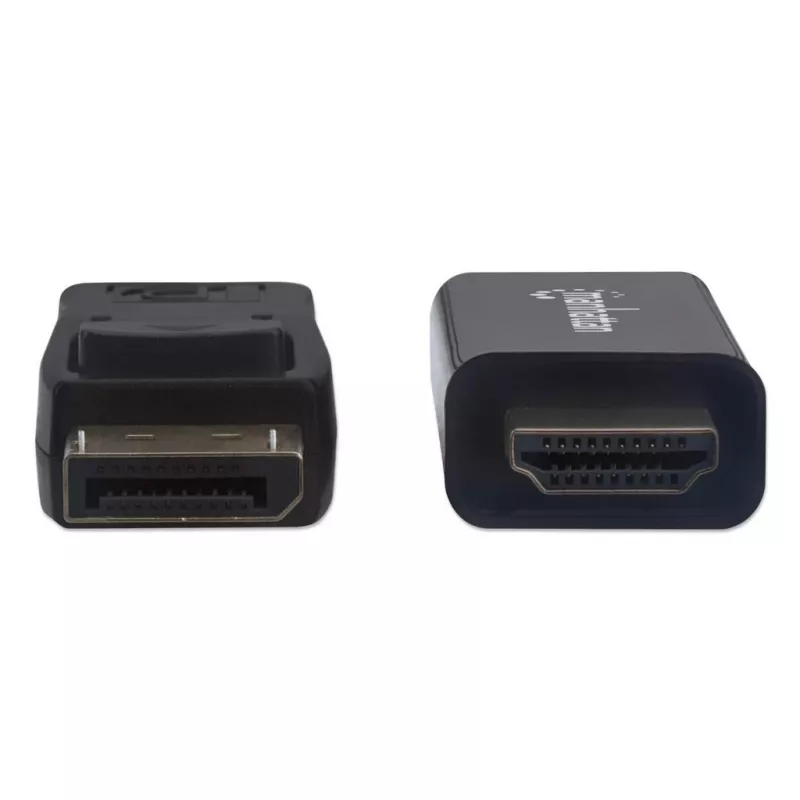 Manhattan DisplayPort 1.2 į HDMI laidas, 4K@60Hz, 1m, Kištukas į Kištuką, DP su fiksatoriumi, Juoda, Ne dvikryptis, Trejų metų garantija, Atitikmuo 3F-DP-HDMI-4K60-HDR