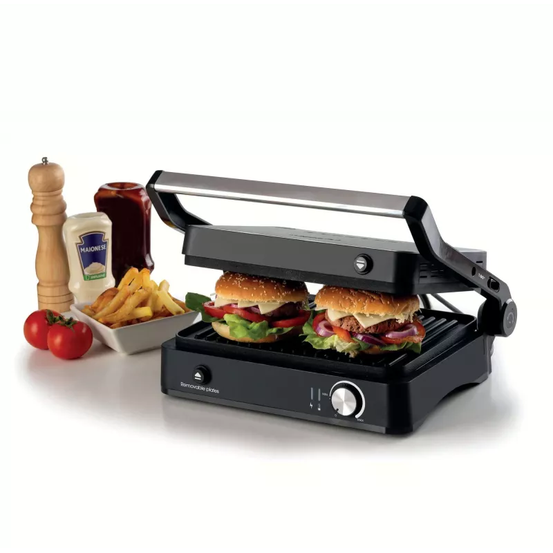 Elektrinis grilis Ariete 1934 MetalGrill 3in1, 2000 W, 3 kepimo režimai, nepridegančiomis plokštėmis, sidabrinis/juodas