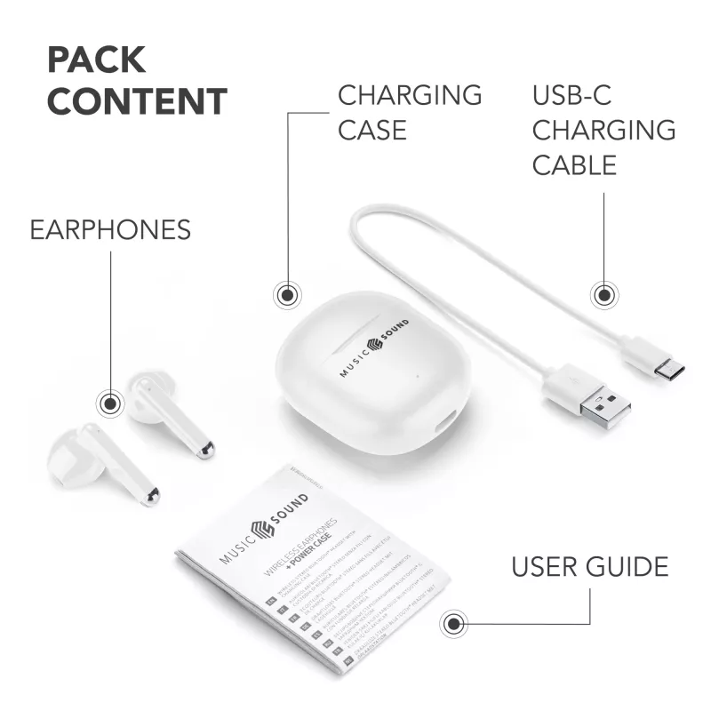 „Music Sound Breeze“ kapsuliniai Bluetooth ausinės su spalvotu dėklu