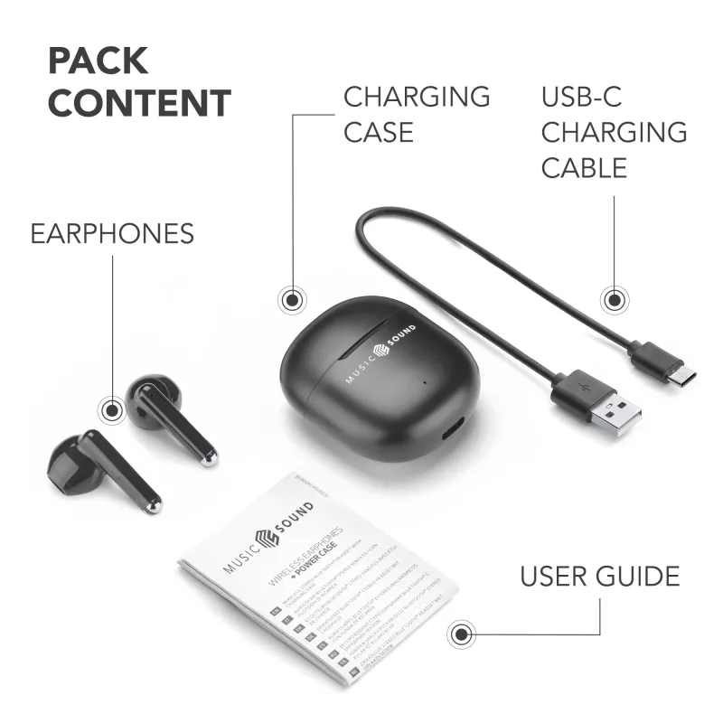 „Music Sound Breeze“ kapsuliniai Bluetooth ausinės su spalvotu dėklu