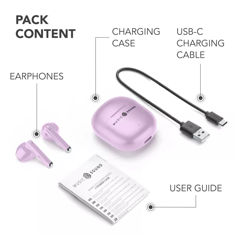 „Music Sound Breeze“ – kapsuliniai „Bluetooth“ ausinės su spalvotu dėklu