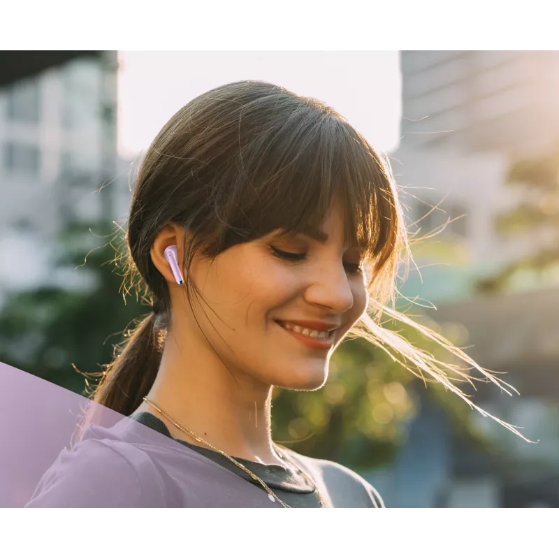 „Music Sound Breeze“ – kapsuliniai „Bluetooth“ ausinės su spalvotu dėklu