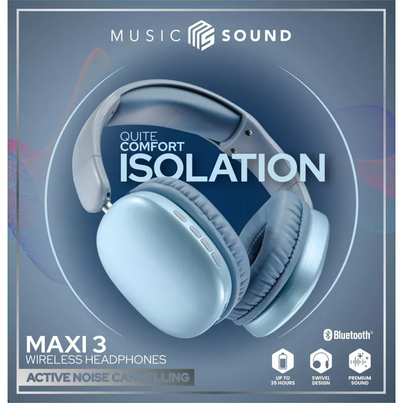 Music Sound MAXI3 belaidžiai ausinės su aktyviu triukšmo slopinimu