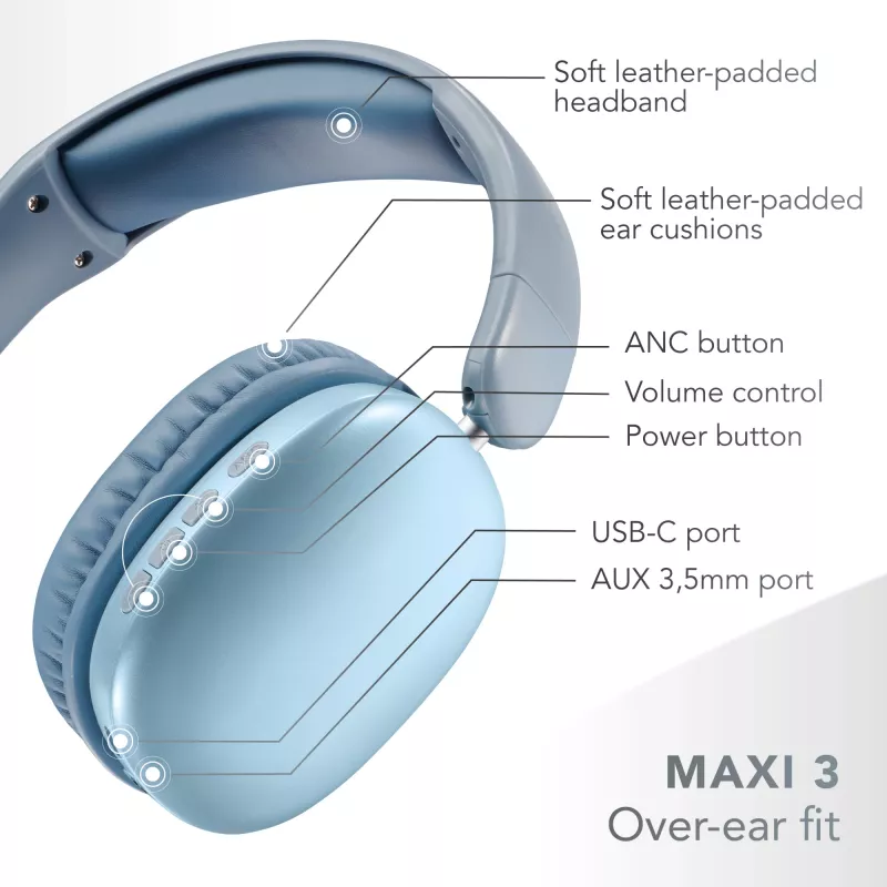 Music Sound MAXI3 belaidžiai ausinės su aktyviu triukšmo slopinimu