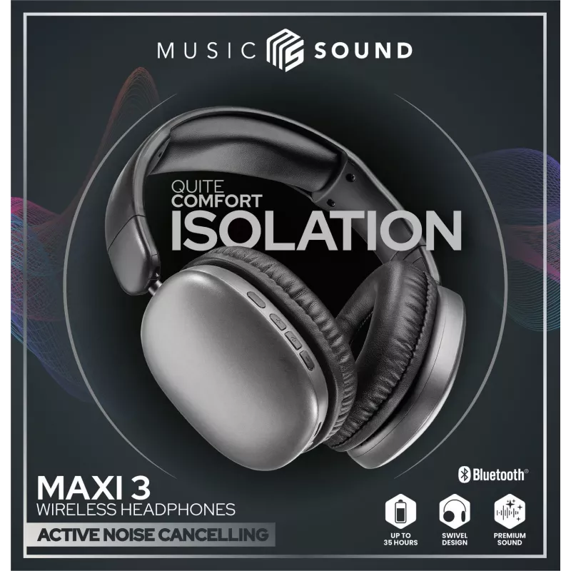 Belaidės ausinės Music Sound MAXI3 MAXI3 su aktyviu triukšmo slopinimu