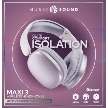 Music Sound MAXI3 belaidės ausinės per galvą su aktyviu triukšmo slopinimu