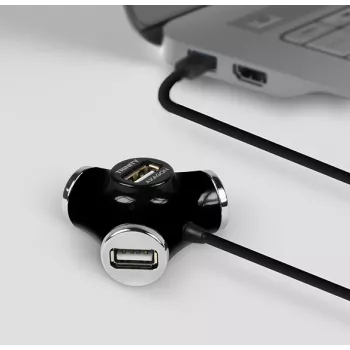 USB 2.0 keturių prievadų šakotuvas Axagon HUE-X3B, 480 Mbit/s, juodas