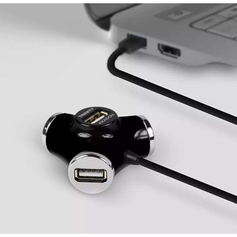 USB 2.0 keturių prievadų šakotuvas Axagon HUE-X3B, 480 Mbit/s, juodas