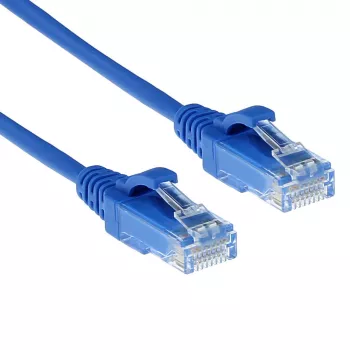 ACT Blue 5 metrų LSZH U/UTP CAT6 plonas duomenų centro pataisinis laidas su apsauga nuo užkliuvimo ir RJ45 jungtimis