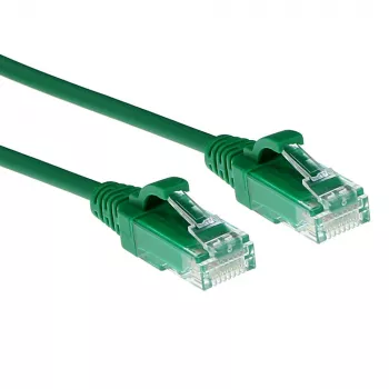 ACT Green 10 metrų LSZH U/UTP CAT6 plonas duomenų centro jungiamasis kabelis su apsauga nuo užkliuvimo ir RJ45 jungtimis
