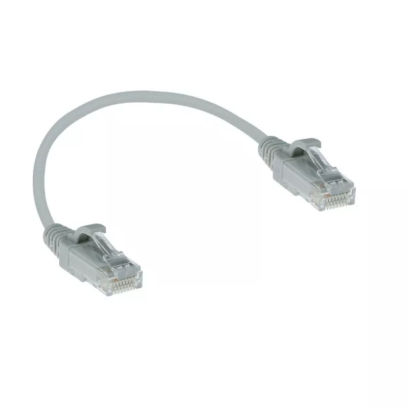 ACT Grey 0,15 metro LSZH U/UTP CAT6 duomenų centro plonas lanksčios jungties kabelis su RJ45 jungtimis