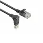 ACT Black 1.5 m U/UTP CAT6A LSZH Slimline pataisos kabelis su RJ45 jungtimis 90° kampu žemyn į tiesų