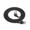ACT Black 1.5 m U/UTP CAT6A LSZH Slimline pataisos kabelis su RJ45 jungtimis 90° kampu žemyn į tiesų