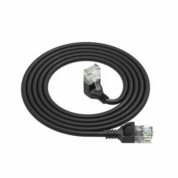 ACT Black 1.5 m U/UTP CAT6A LSZH Slimline pataisos kabelis su RJ45 jungtimis 90° kampu žemyn į tiesų