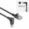 ACT Black 1.5 m U/UTP CAT6A LSZH Slimline pataisos kabelis su RJ45 jungtimis 90° kampu žemyn į tiesų
