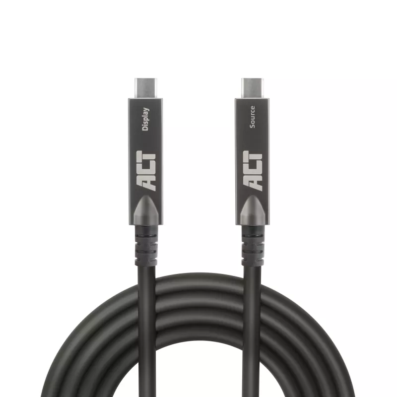 ACT USB-C 3.2 Gen2 aktyvus optinis kabelis (AOC), skirtas jutikliniams ekranams, vaizdui, duomenims, maitinimui, 3m