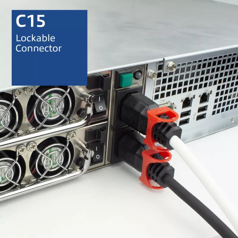 ACT maitinimo laidas C14 IEC Lock+ Dual Locking - C15 IEC Lock+ baltas 2 m, PC3875