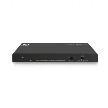 HDMI skirstytuvas ACT 4K, 1 įėjimas 4 išėjimai, EDID, 3840x2160, juodas