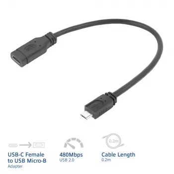 ACT USB Type-C moteriškas į USB micro B 2.0 vyriškas adapterio laidas 0,2 m