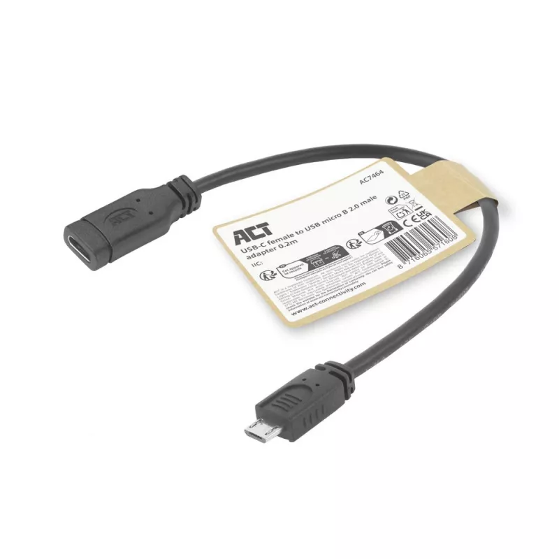 ACT USB Type-C moteriškas į USB micro B 2.0 vyriškas adapterio laidas 0,2 m