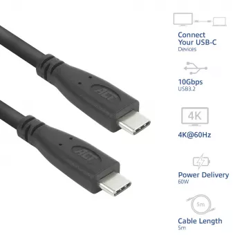 ACT AC7445 USB 3.2 Gen 2 laidas USB C 5 m 10 Gbit/s 60 W juodas