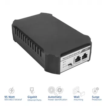 ACT PoE injektorius 95W IEEE 802.3bt, Gigabit Ethernet, 1000 Mbit/s, 10/100/1000, PoE++ (4PPoE), IEEE 802.3af, IEEE 802.3at, IEEE 802.3bt, Cat6a