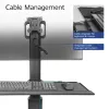Mobilioji darbo stotis AC8374 vienam monitoriui, su CPU laikikliu, klaviatūros ir pelės padėklu
