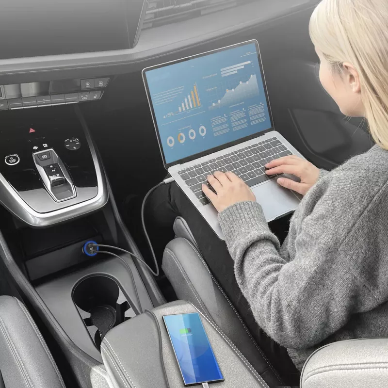 Automobilinis USB-C greitasis įkroviklis ACT 2 prievadai 95W su Power Delivery PPS, Quick Charge ir GaNFast