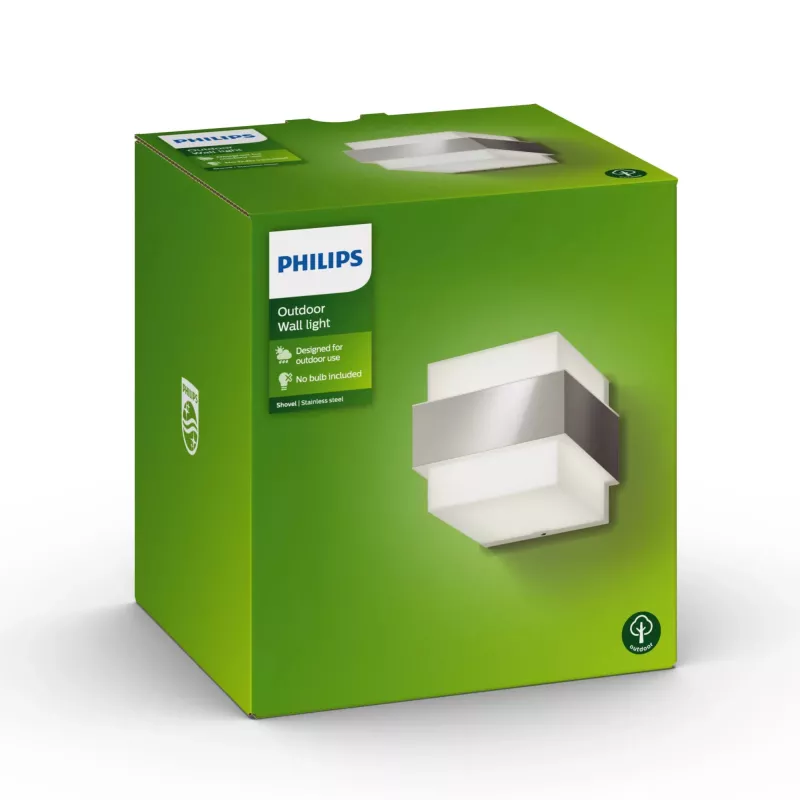 Philips myGarden Shovel šviestuvas sienai, nerūdijančio plieno, be lemputės