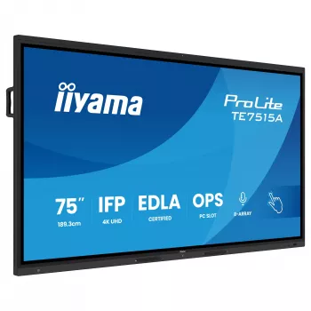 IIyama ProLite TE7515A-B2AG 75 colių 4K interaktyvus liečiamasis ekranas
