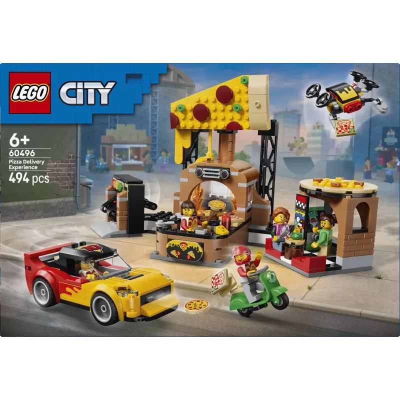 LEGO City 60496 Picos pristatymo patirtis su transporto priemonėmis (494 dalių)