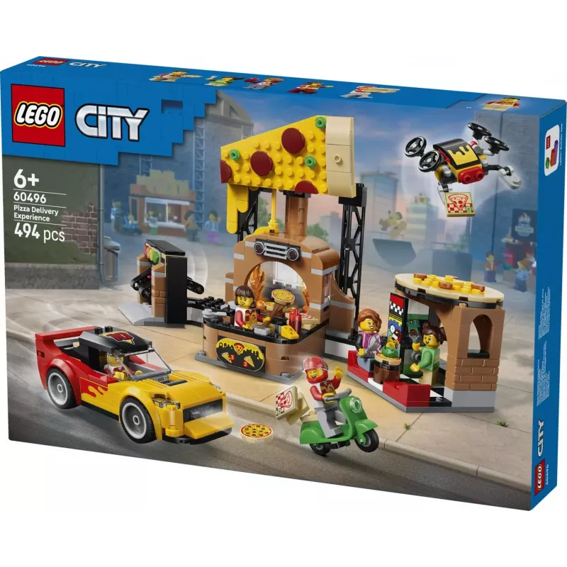 LEGO City 60496 Picos pristatymo patirtis su transporto priemonėmis (494 dalių)