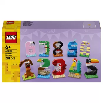 LEGO 40807 Gimtadienio skaičiai – statomi gyvūnų formos torto viršūnės (281 detalė)