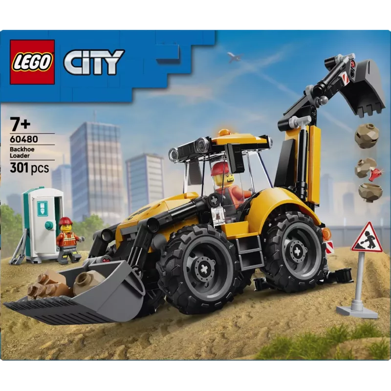 LEGO City 60480 Geltonas krautuvas su ekskavatoriaus strėle (301 dalis)
