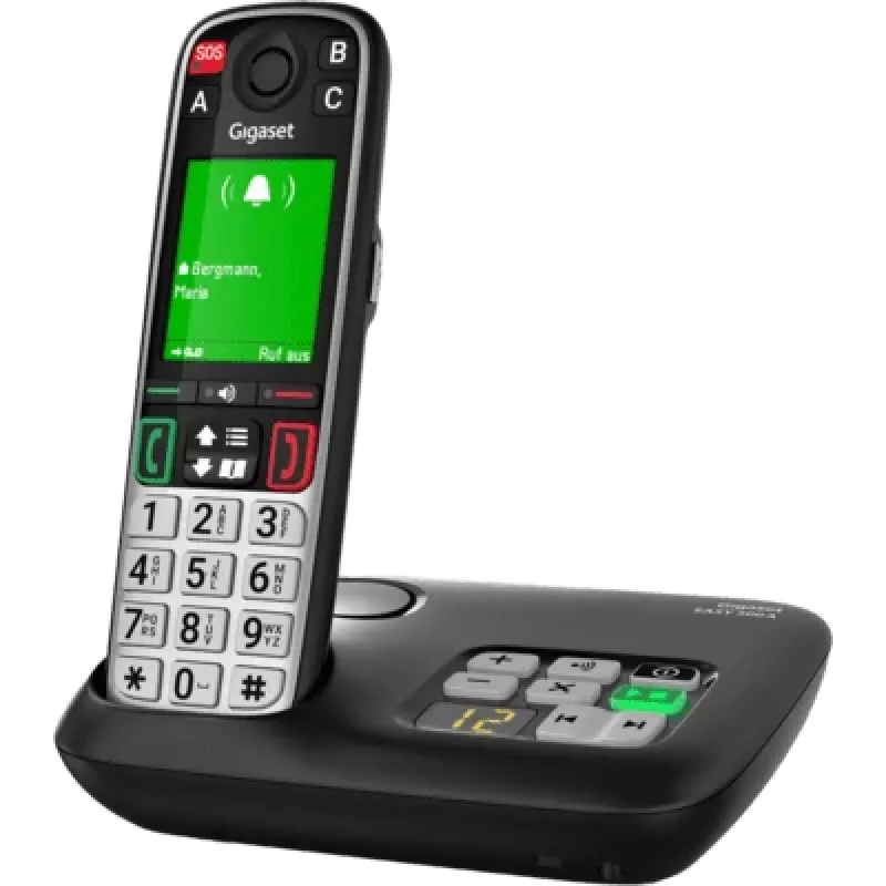 Gigaset EASY 500A DECT belaidis telefonas su sekretore, SOS mygtuku, 2,2 inch spalvotu ekranu, juodas