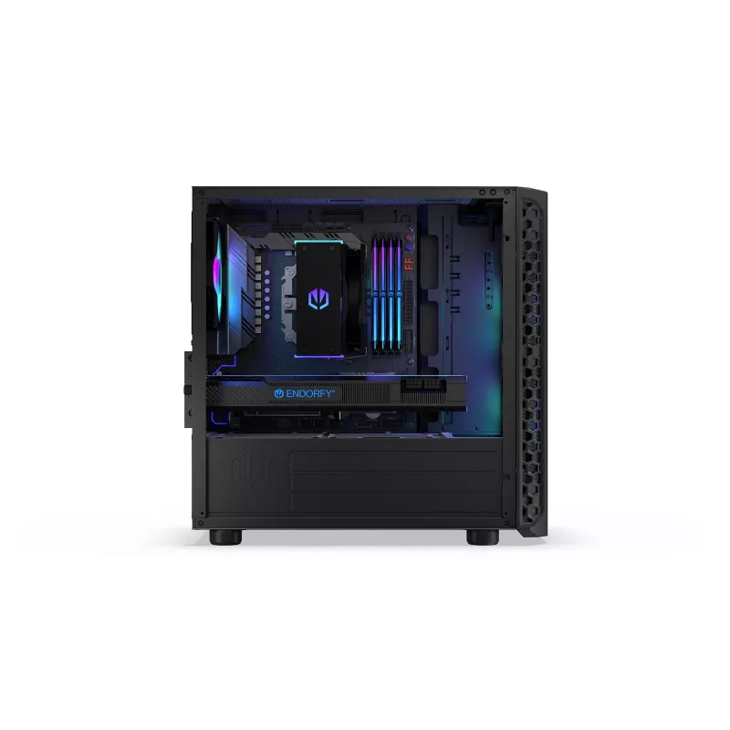 Kompiuterio korpusas Endorfy Signum M30 ARGB — Micro Tower mATX, tinklinis priekis, 3x 120 mm ARGB ventiliatoriai, grūdintas stiklas, USB-C 20 Gb/s