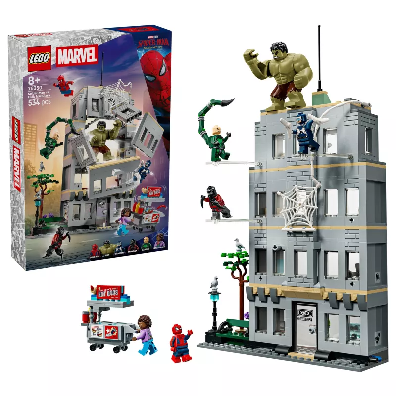LEGO Marvel 76350 „Žmogus-voras prieš Hulką: epinis susidūrimas“ (534 dalių)